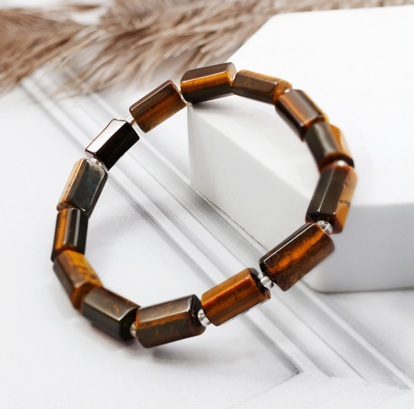 Tiger Eye Rectangle Beads Bracelet