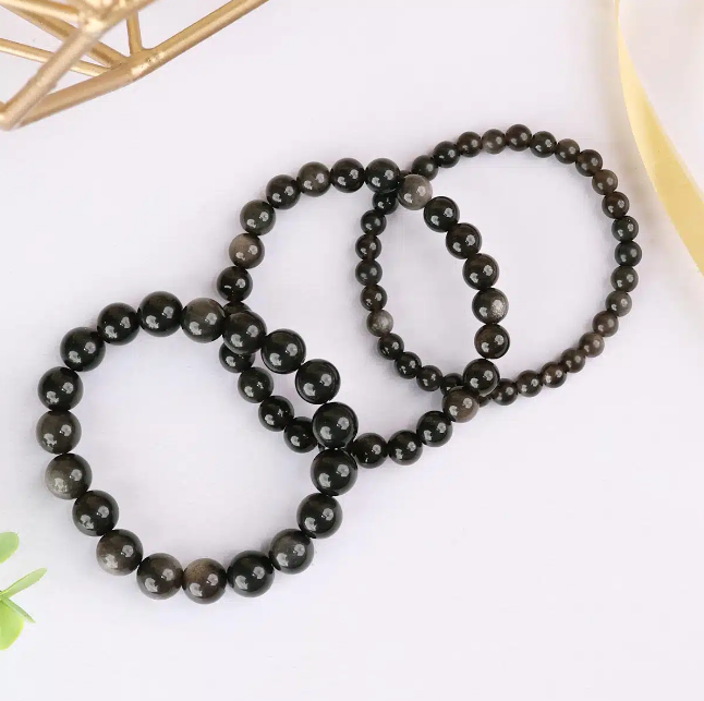 Silver Sheen Obsidian Bracelet