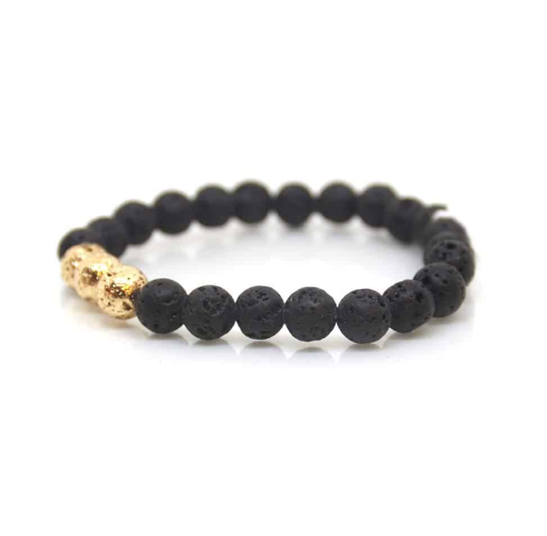 Lava Stone Bracelet Gold Metallic
