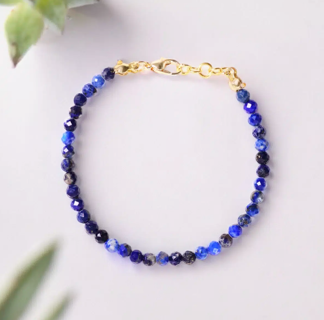 Lapis Lazuli Faceted Bracelet 4 mm