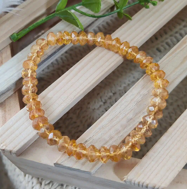 Citrine Faceted Bati Beads Elastic Bracelet