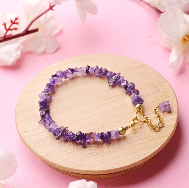 Amethyst Chips Chain Bracelet