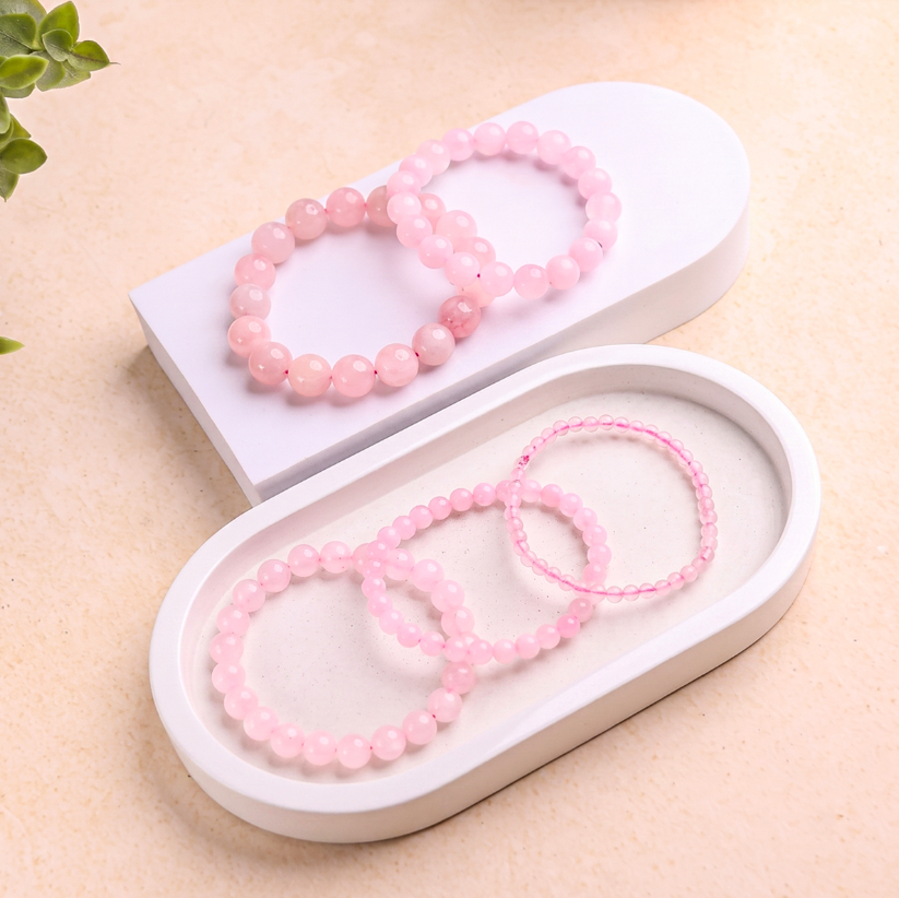 Rose Quartz Round Beads Bracelet