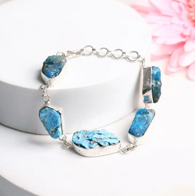 Blue Apatite Raw Bracelet
