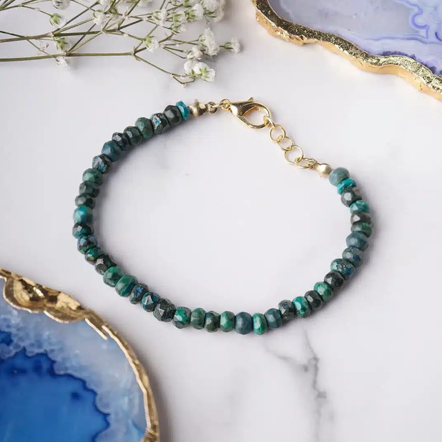 Azurite (Blueberry) Faceted Bati Beads Bracelet