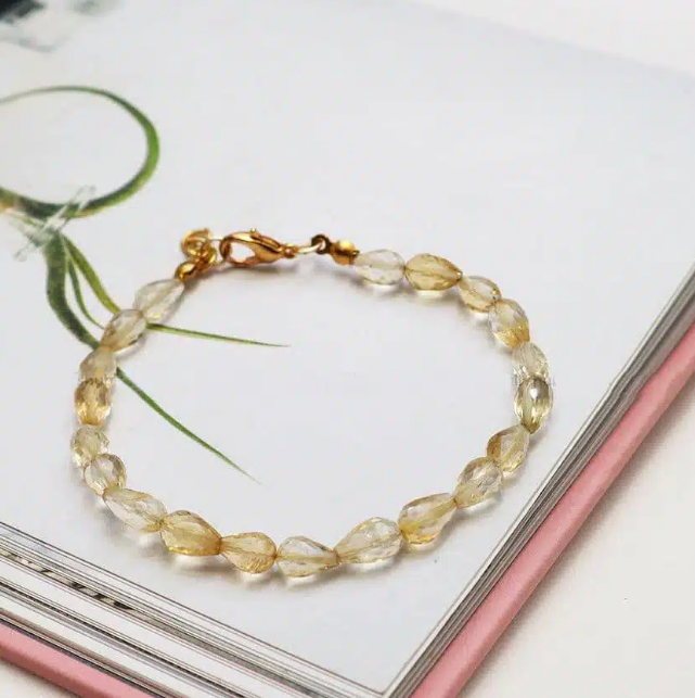 Citrine Drop Bead Faceted Bracelet