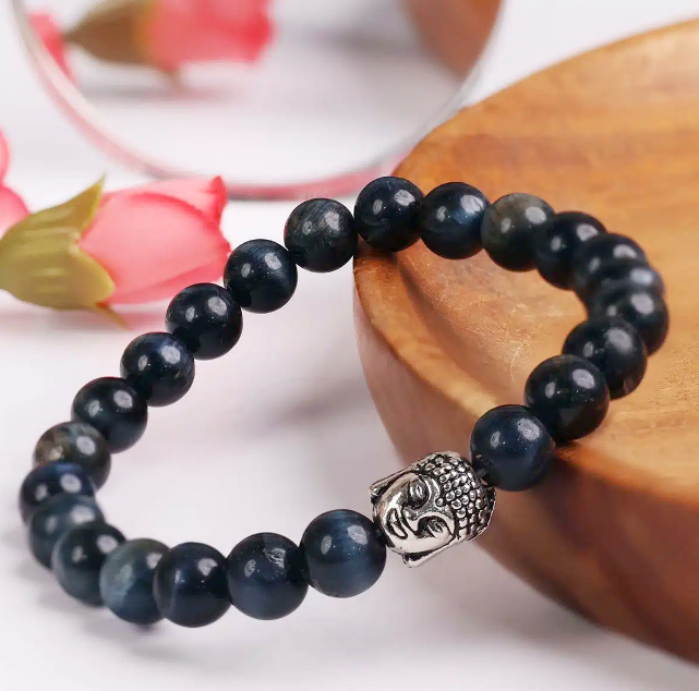 Blue Tiger Eye Buddha Bracelet