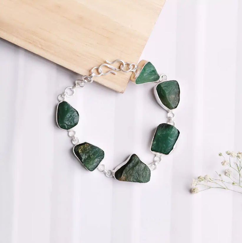 Green Jade Raw Bracelet