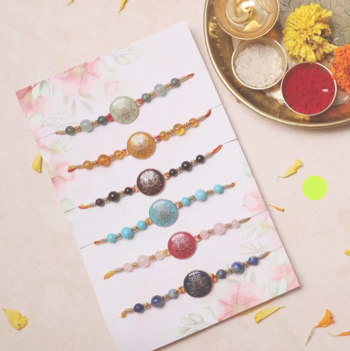 Lotus Round Charm Rakhi Set