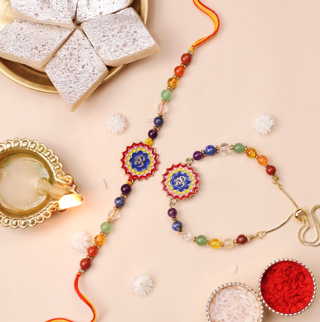 7 Chakra Rakhi With Multi Colour Om
