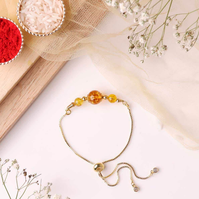 Citrine Beads Rakhi