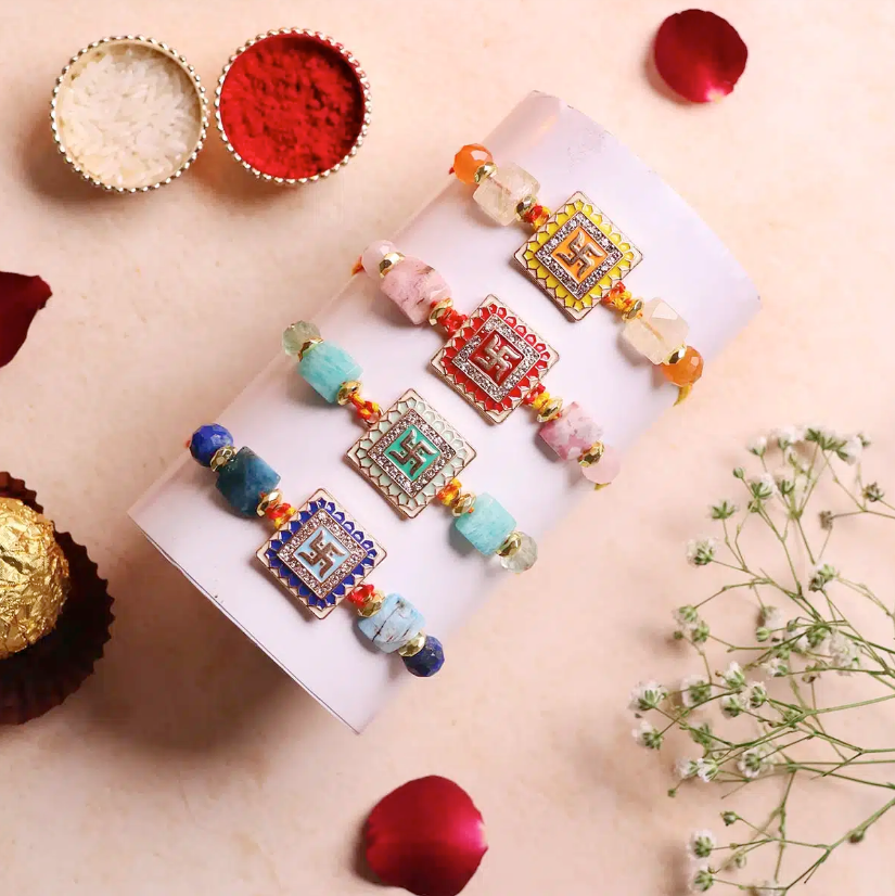 Swastik Square Rakhi Set