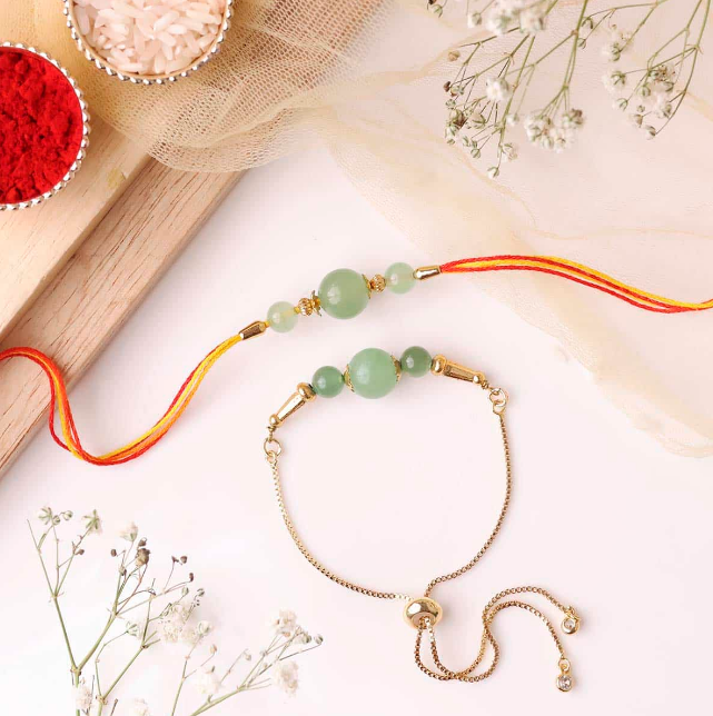 Green Aventurine Beads Rakhi