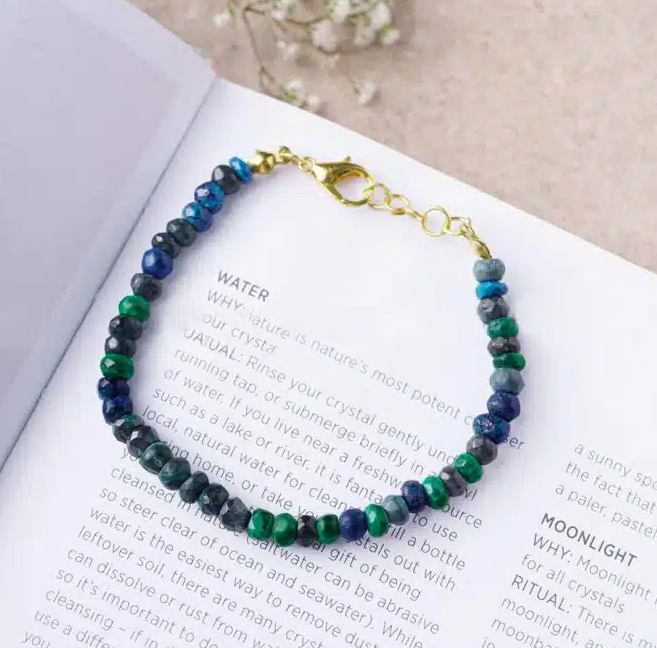 Azurite (Blueberry) Faceted Bati Beads Bracelet