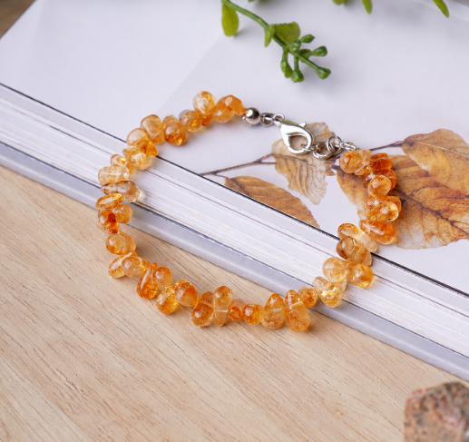 Citrine Tear Drop Beads Bracelet
