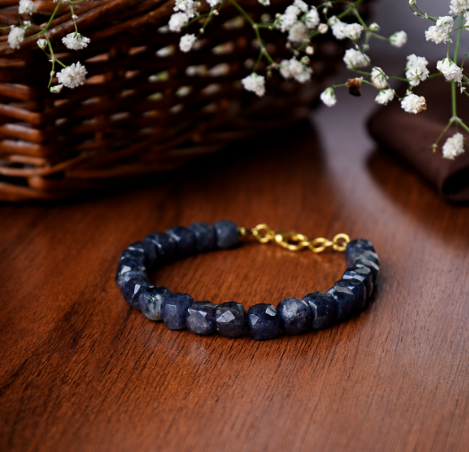 Iolite Cube Beads Bracelet