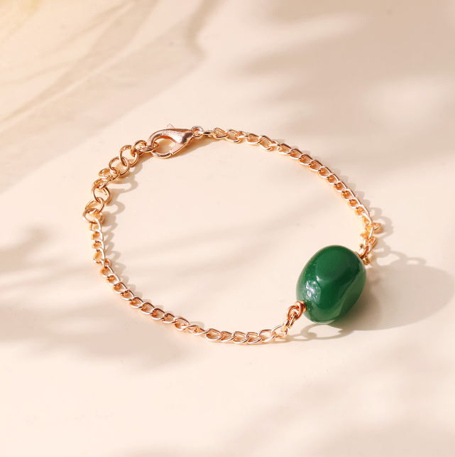 Green Jade Single Tumble Bracelet