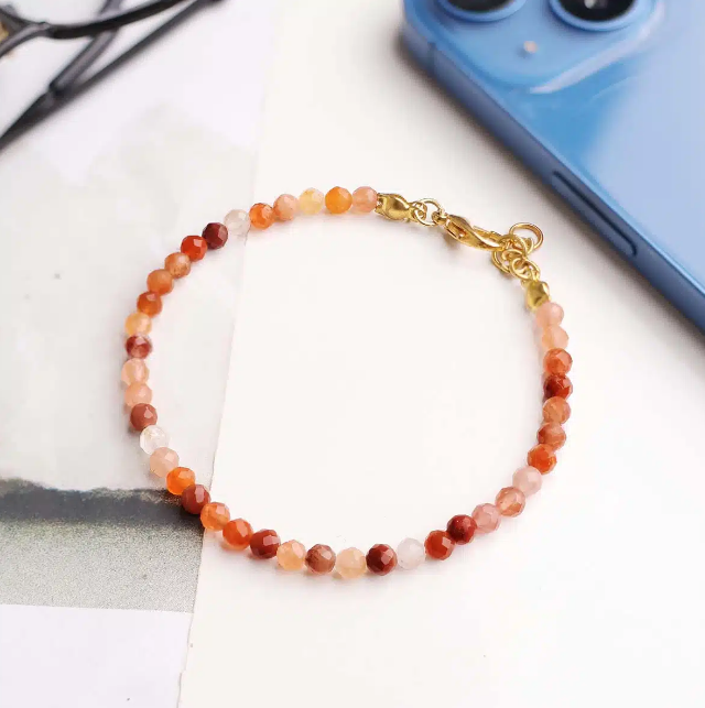 Red Carnelian Faceted Bracelet 4mm