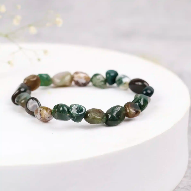 Moss Agate Small Tumble Bracelet