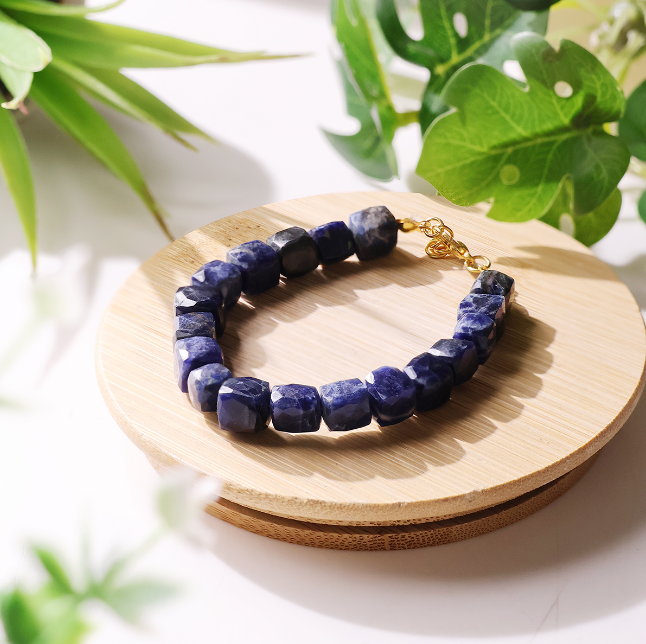 Sodalite Cube Beads Bracelet