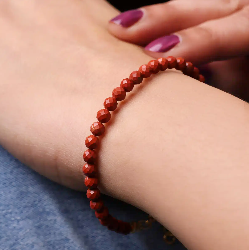 Red Jasper Faceted Bracelet 4mm