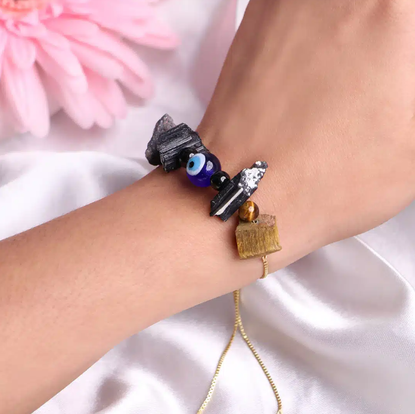 Protection Bracelet In Raw Stone, Evil Eye Protection