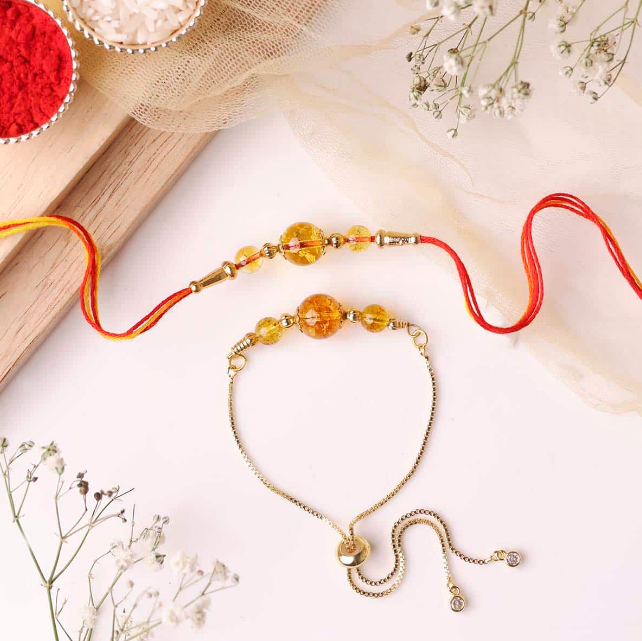 Citrine Beads Rakhi