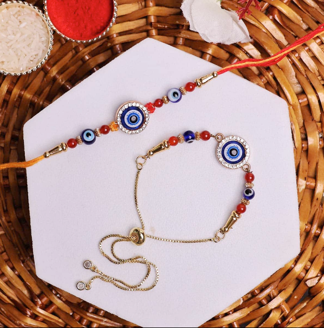 Evil Eye Diamond Round Rakhi