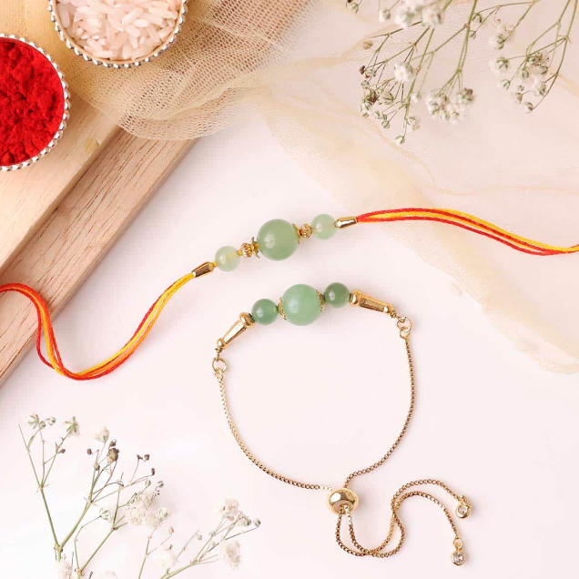 Green Aventurine Beads Rakhi