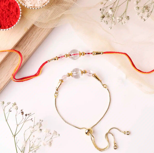 Clear Quartz Beads Rakhi