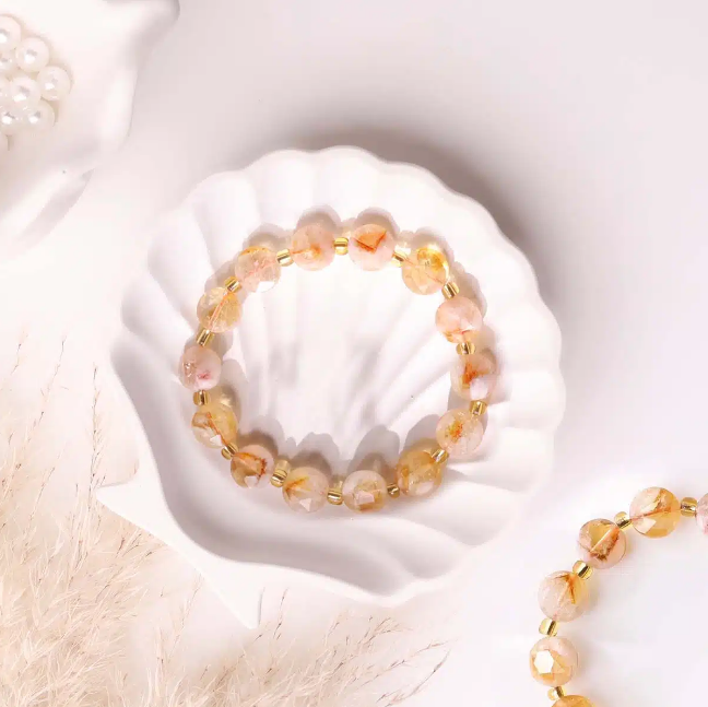 Natural Citrine Coin Faceted Bracelet