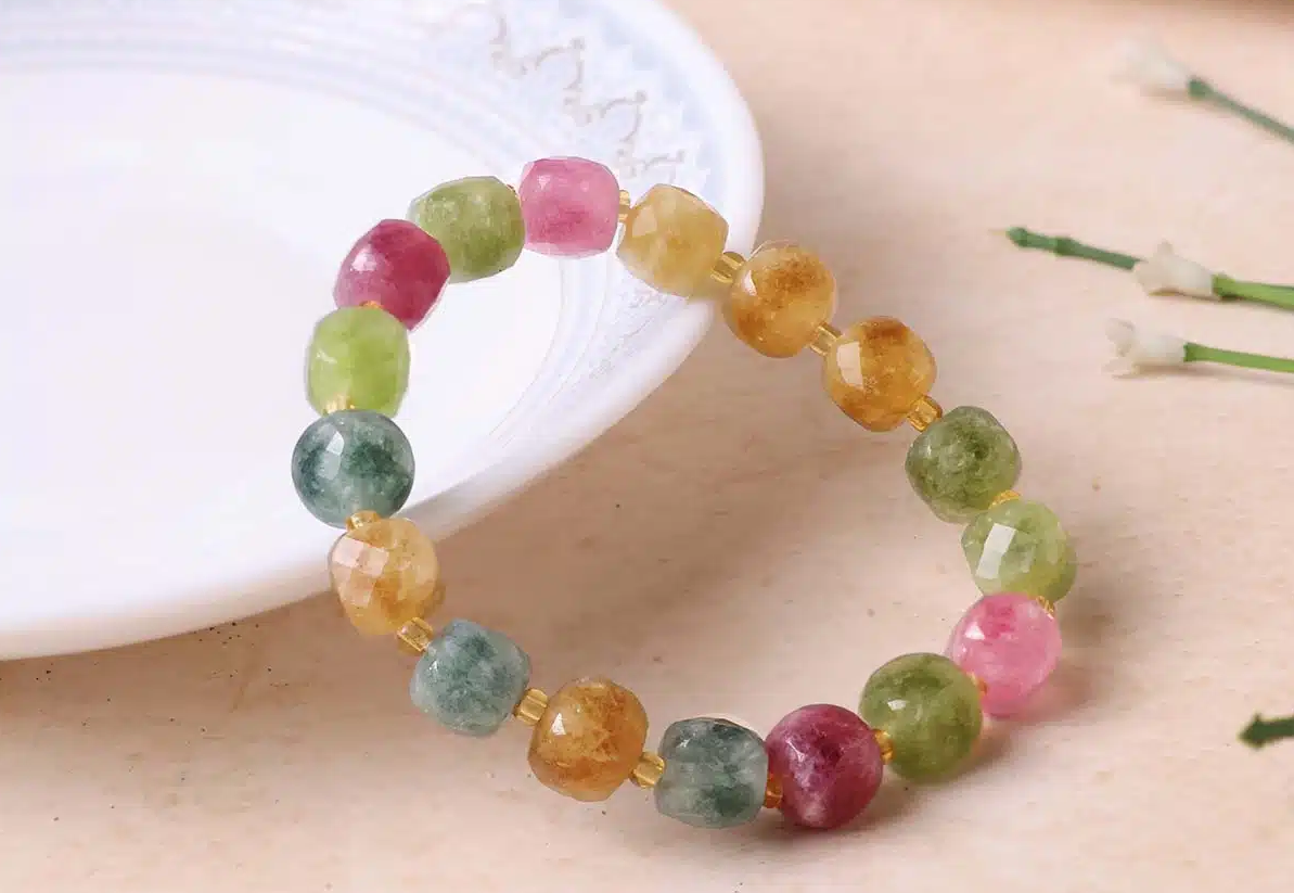 Multi Tourmaline Box Faceted Bracelet (Dyed)