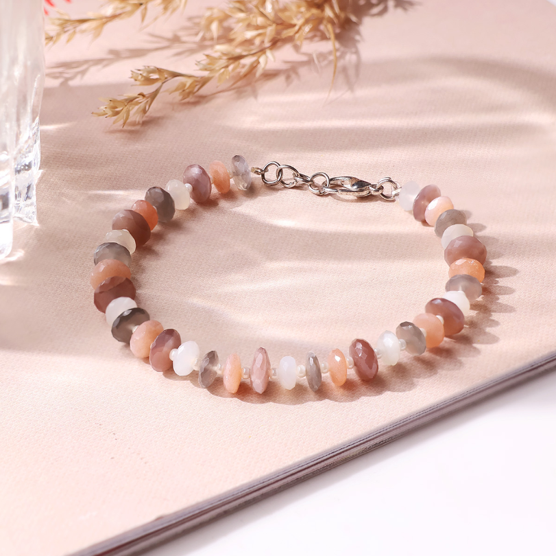 Multi Moonstone Bati Faceted Small Bracelet