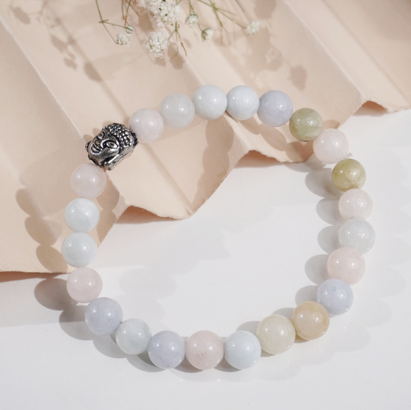 Morganite Buddha Bracelet 8 mm