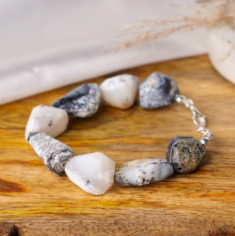 Dendrite Opal Faceted Tumble Bracelet