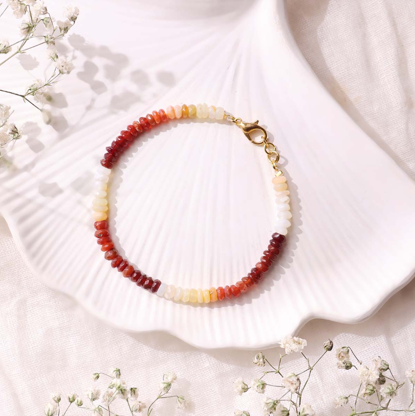 Fire Opal Bati Beads Bracelet