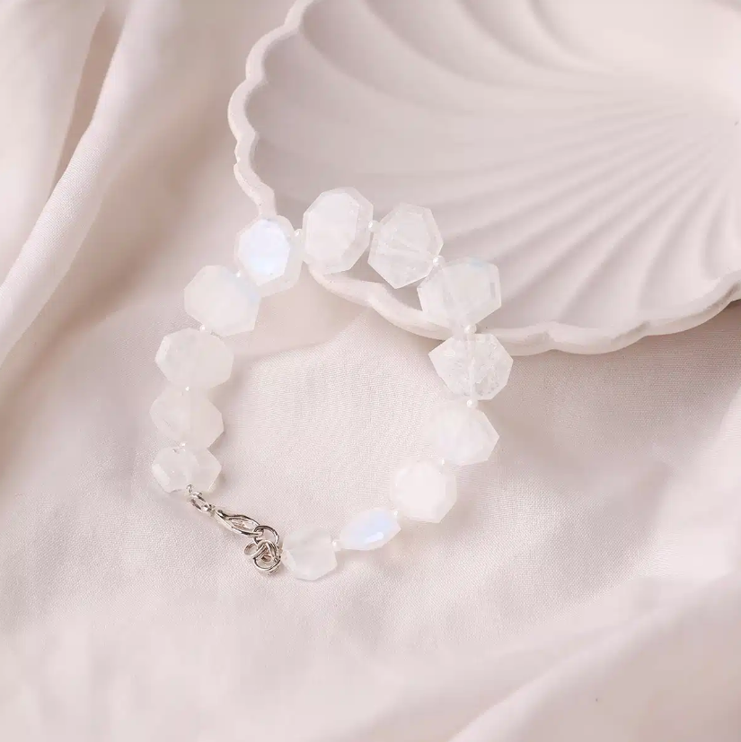 Rainbow Moonstone Hexagon Bracelet