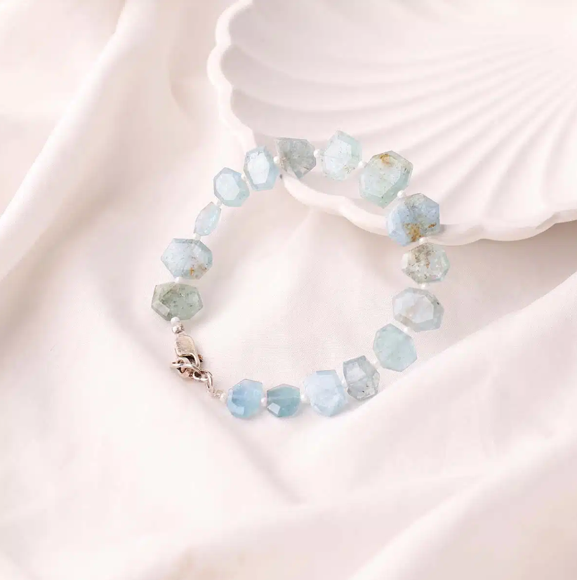 Aquamarine Hexagon Bracelet