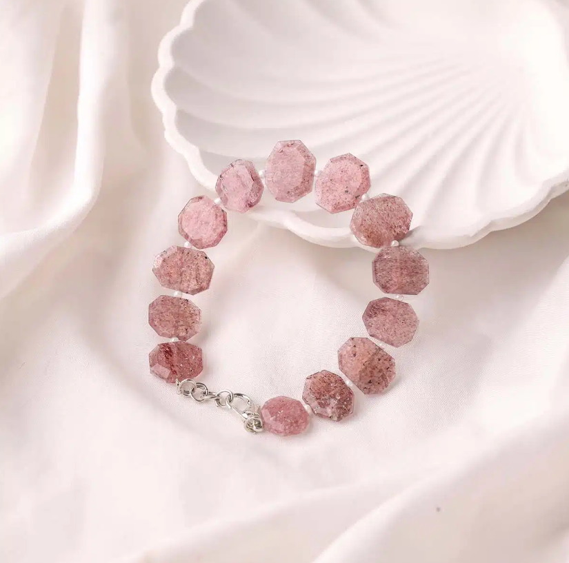 Strawberry Quartz Hexagon Bracelet
