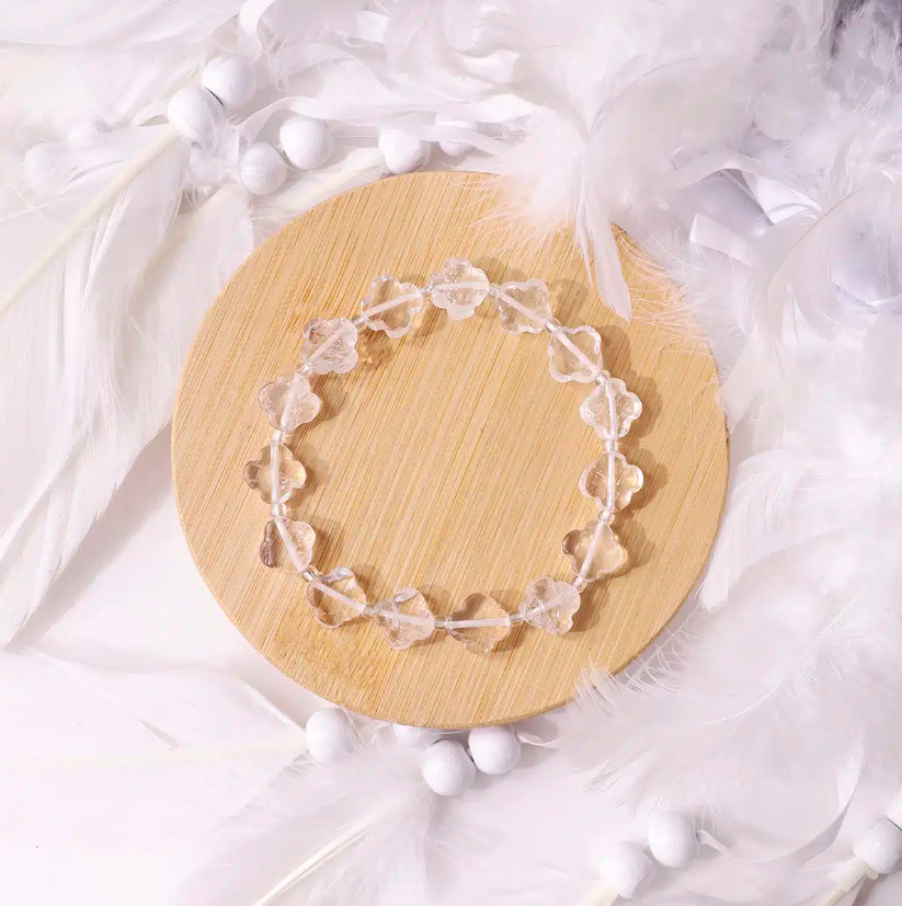 Clear Quartz Flower Beads Bracelet