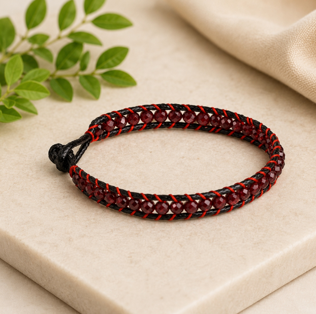 Garnet Wrap Bracelet 4 mm