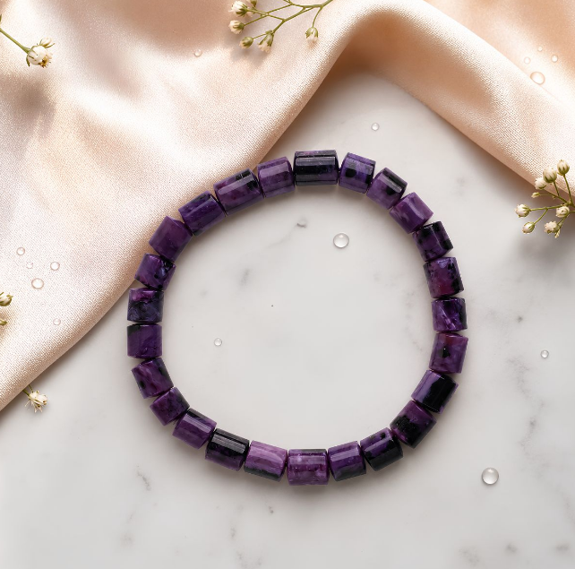 Charoite Drum Beads Bracelet