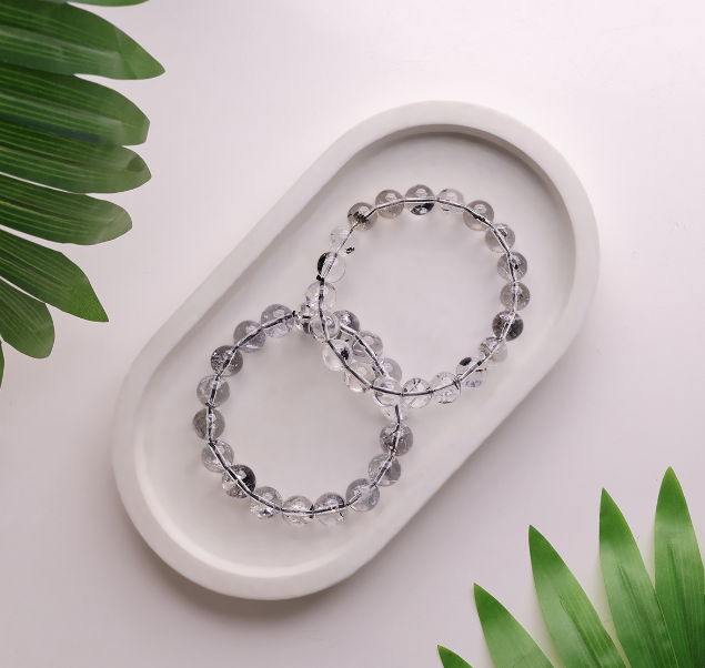 Herkimer Round Beads Bracelet