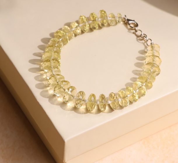 Lemon Quartz Bati Faceted Big Bracelet