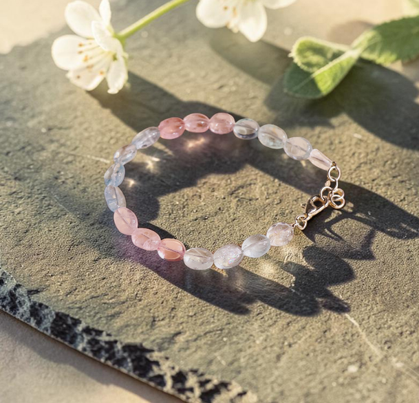 Morganite Small Tumble Silver Bracelet
