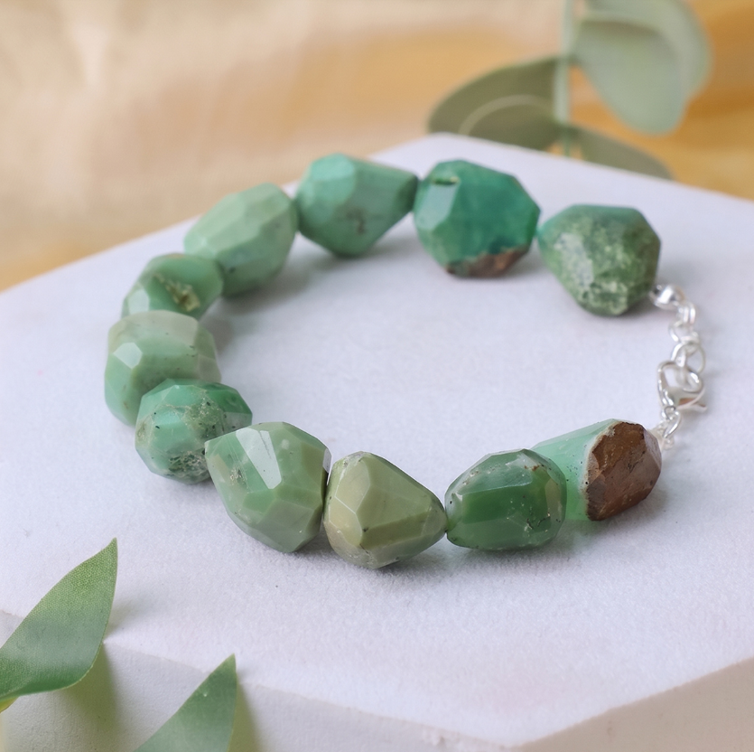 Chrysoprase Faceted Tumble Bracelet