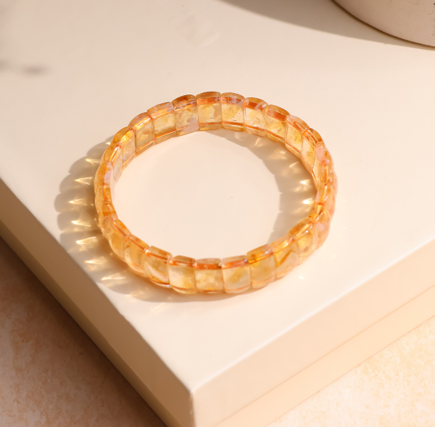 Natural Citrine Rectangle Shape Bracelet