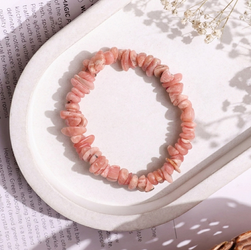 Rhodochrosite Chips Beads Bracelet