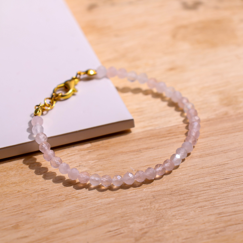 Rose Quartz Faceted Chain Bracelet 4mm