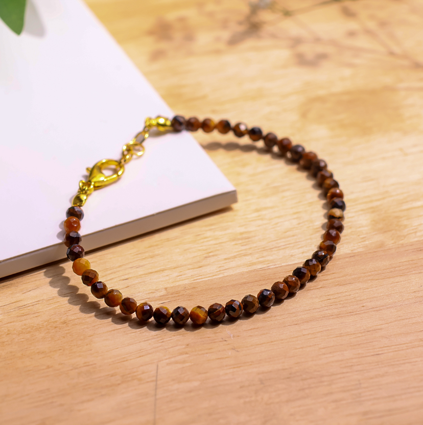 Tiger Eye Faceted Chain Bracelet 4mm